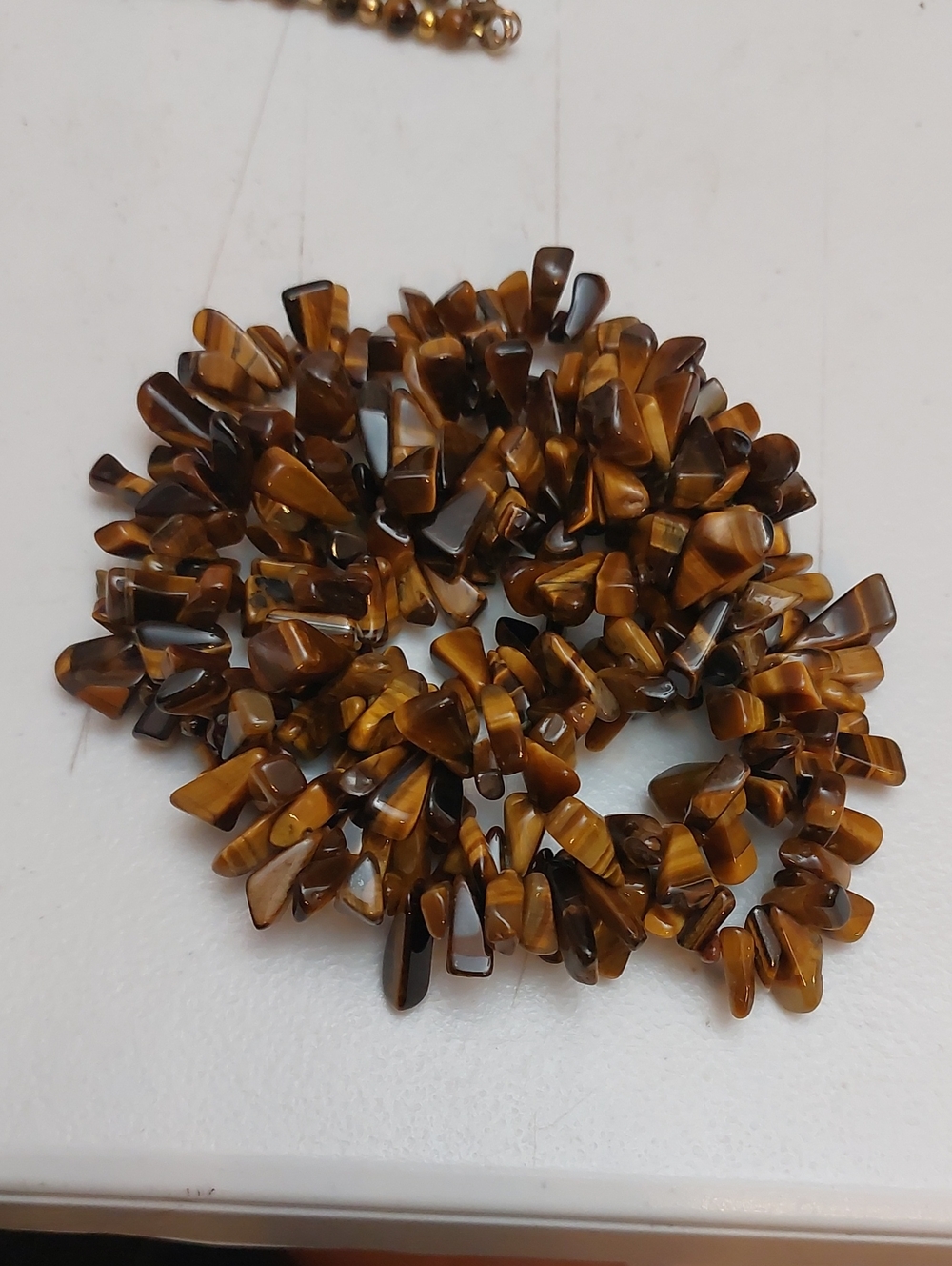 Natural Tiger's Chip Tumble Bead Nwcklace 35 Inch Long